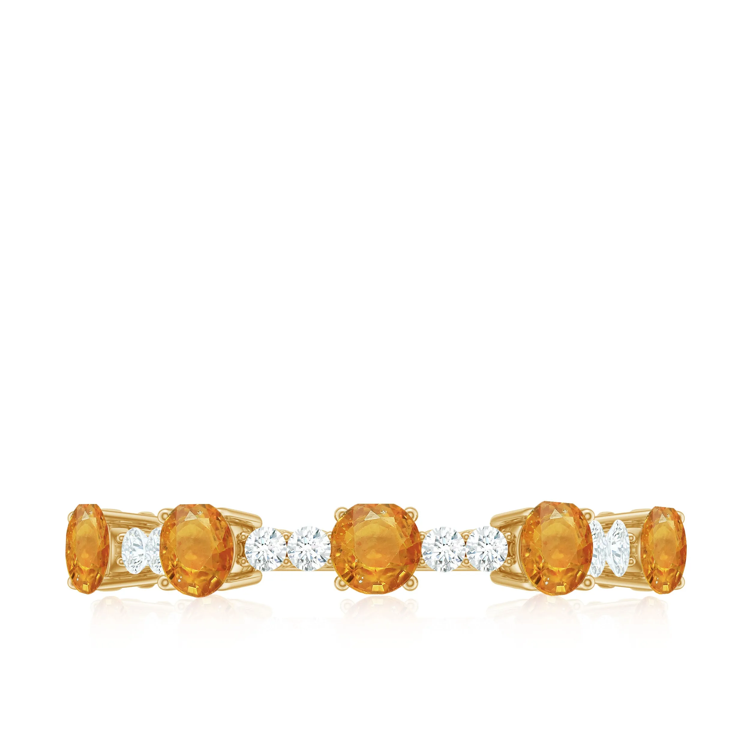 0.75 CT Orange Sapphire and Diamond Semi Eternity Gold Ring