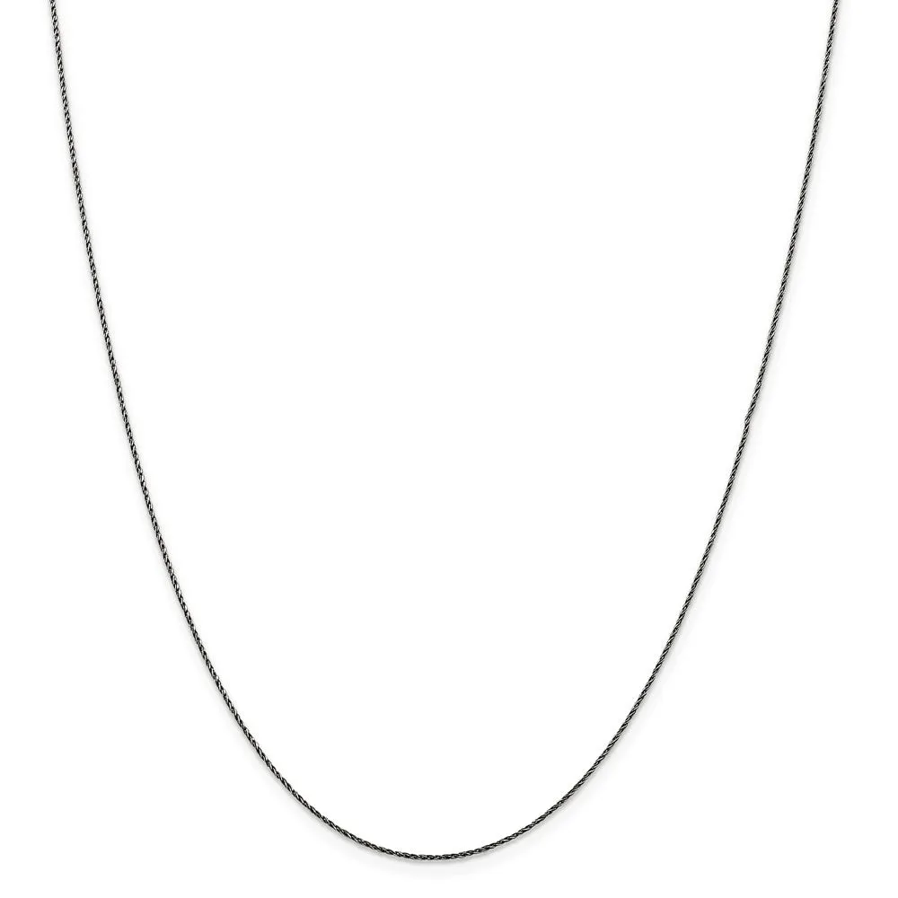 0.75mm Black Plated & Sterling Silver D/C Snake Chain Necklace