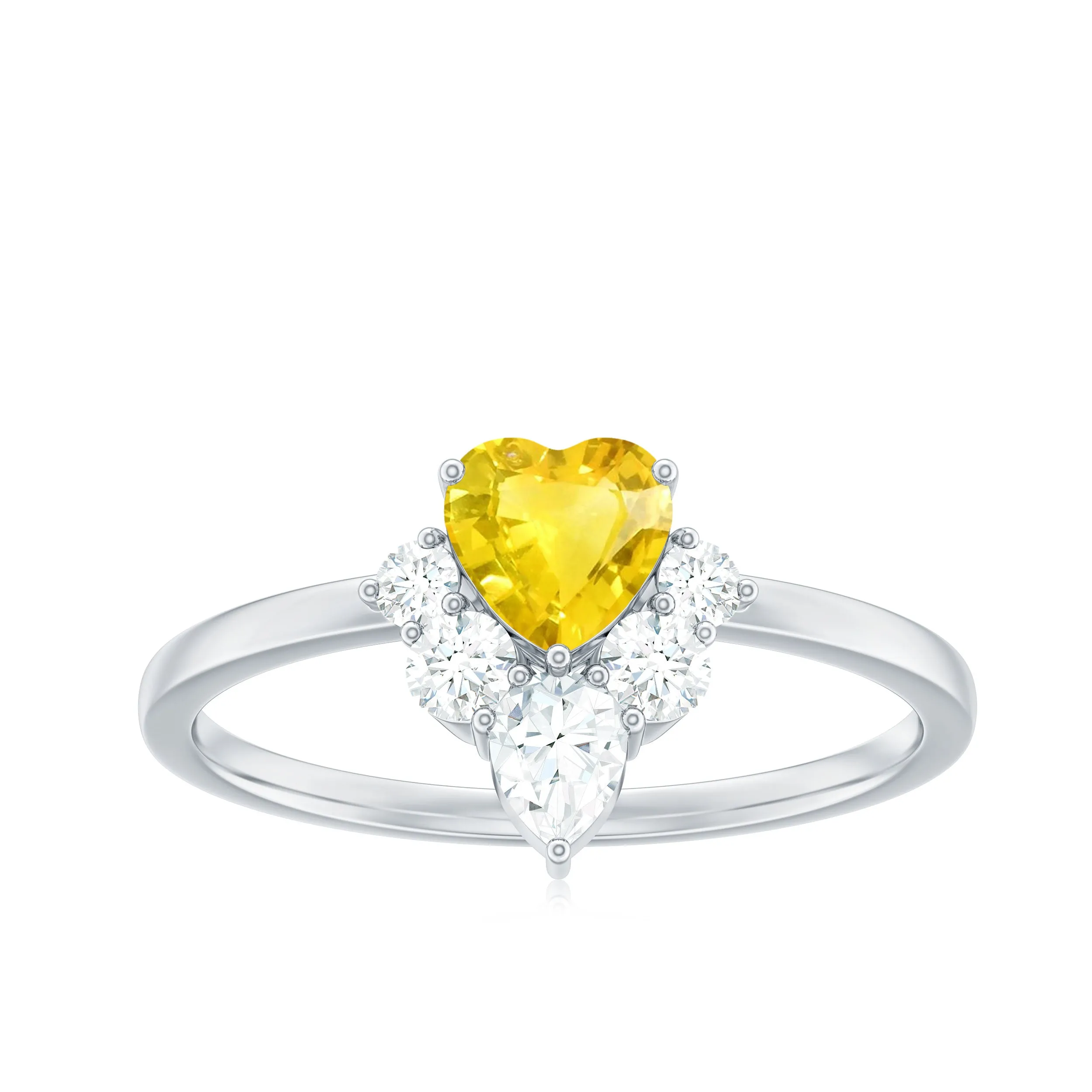 1 CT Yellow Sapphire Heart Engagement Ring with Moissanite