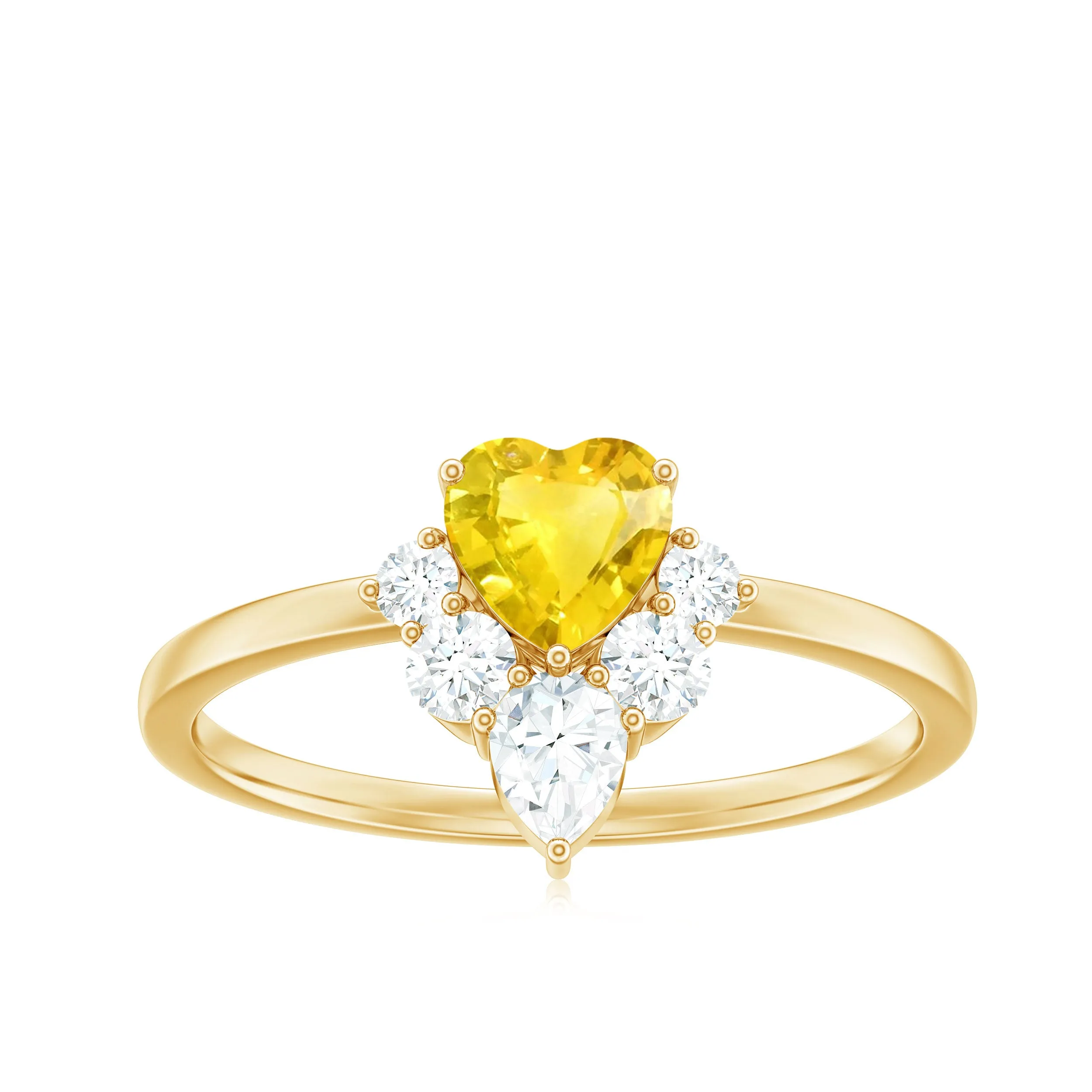 1 CT Yellow Sapphire Heart Engagement Ring with Moissanite