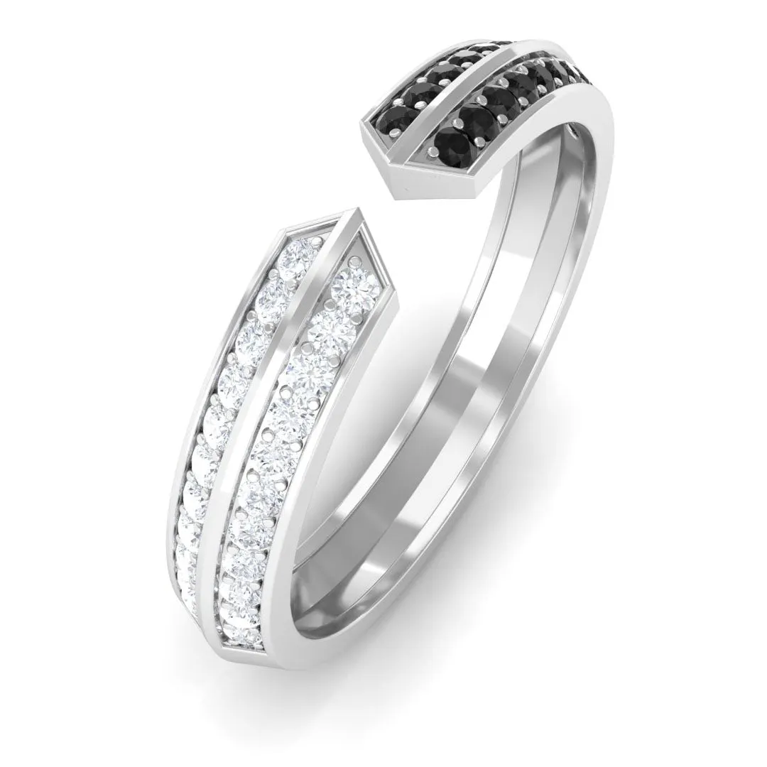 1/2 CT Black and White Diamond Contemporary Cuff Eternity Ring