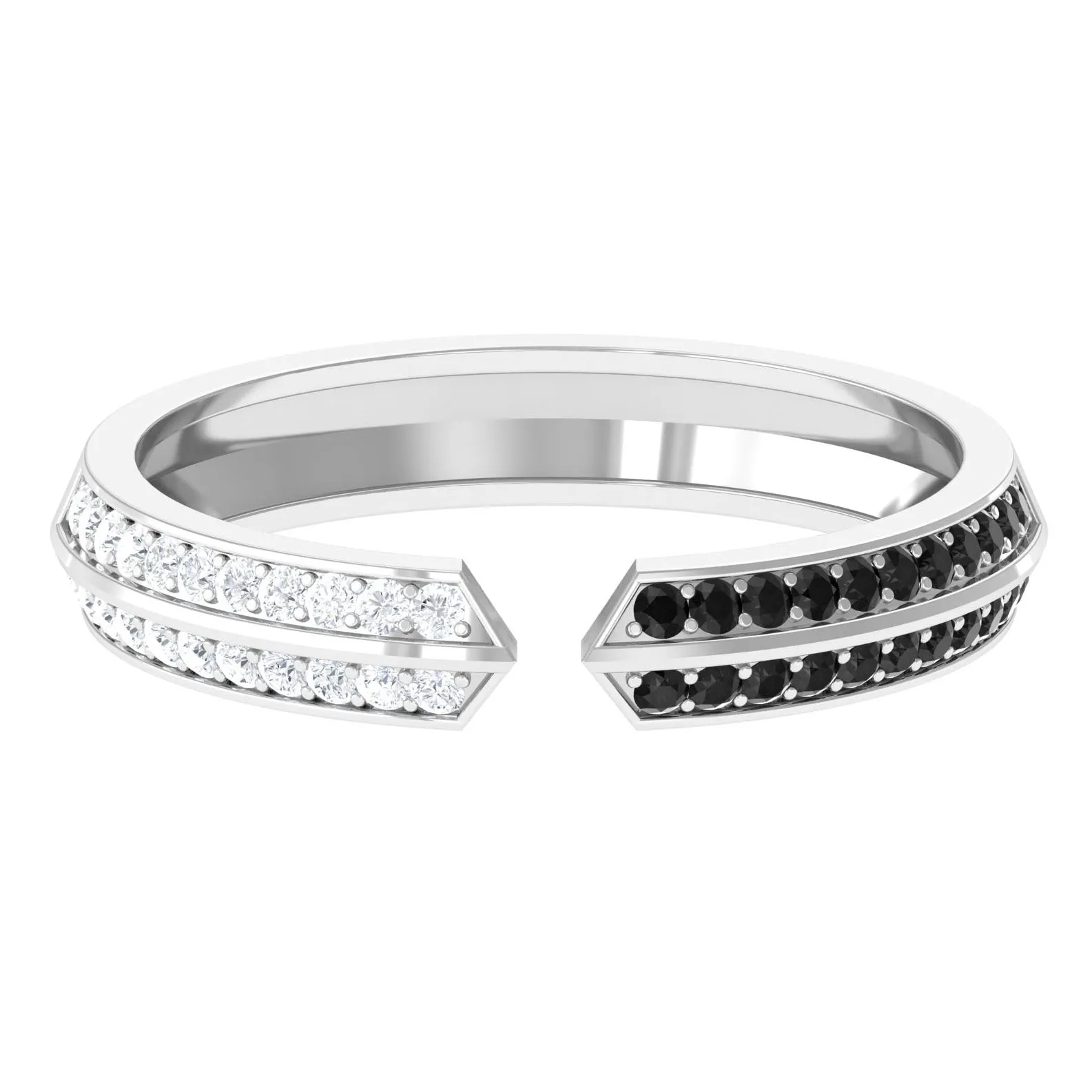 1/2 CT Black and White Diamond Contemporary Cuff Eternity Ring