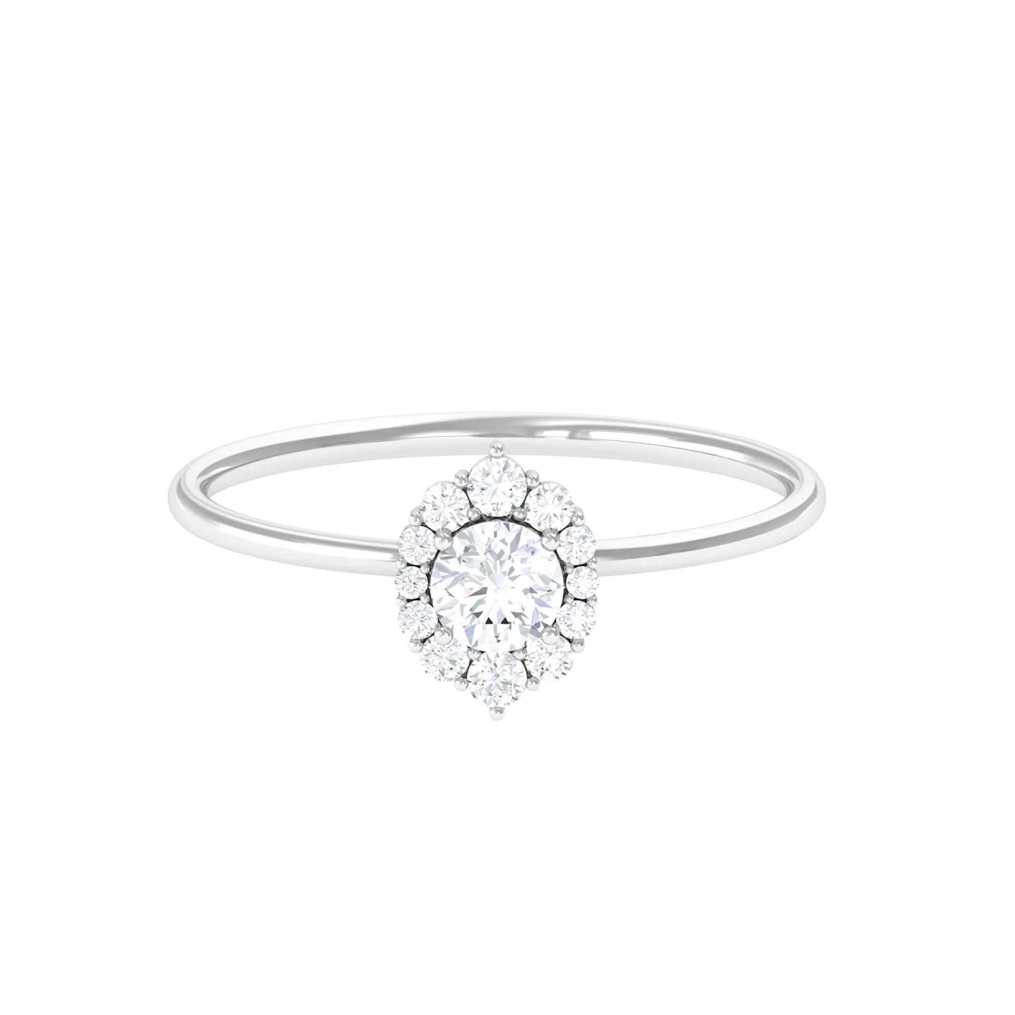 1/2 CT Classic Round Diamond Halo Engagement Ring