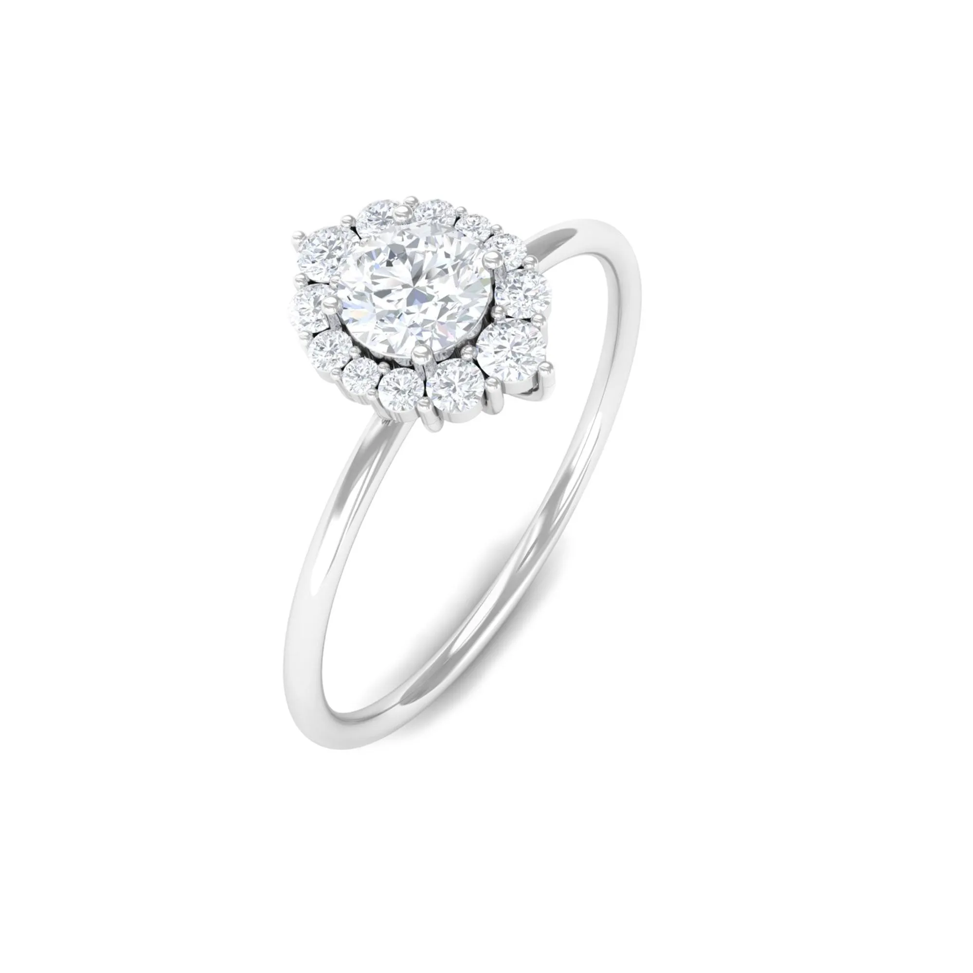 1/2 CT Classic Round Diamond Halo Engagement Ring