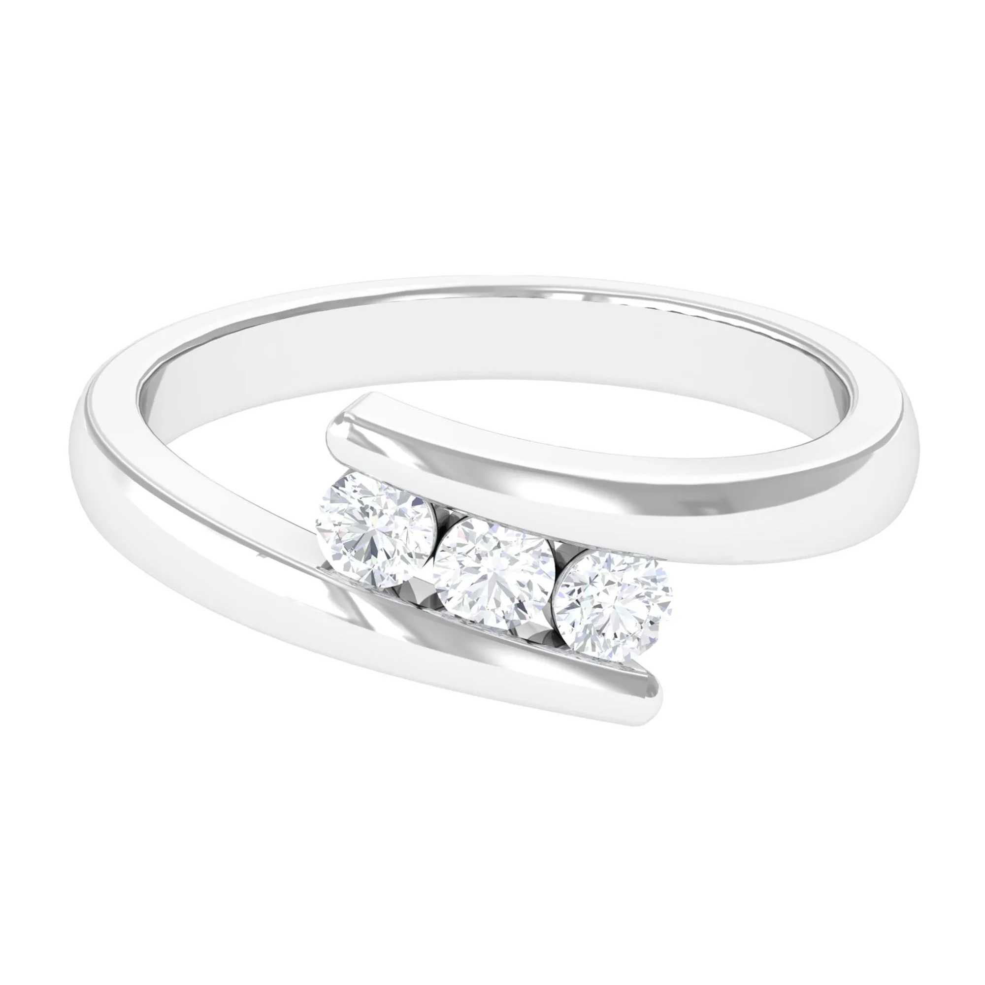 1/2 CT Diamond Three Stone Promise Ring with Bypass Shank