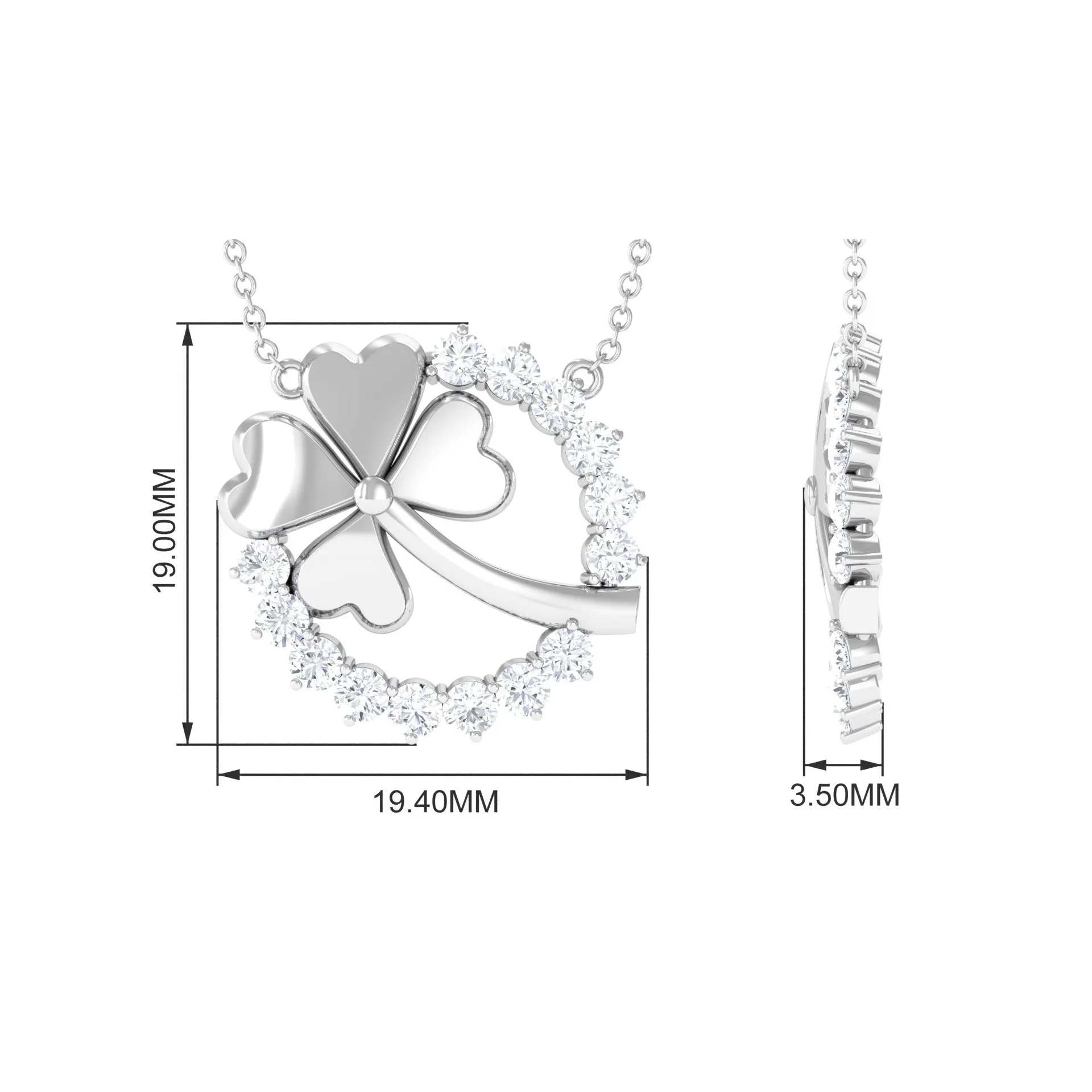 1.25 CT Open Circle Diamond Necklace with Clover Leaf