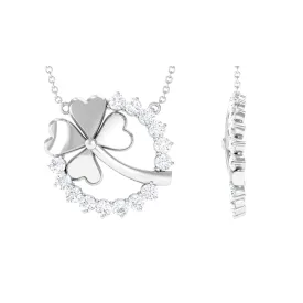 1.25 CT Open Circle Diamond Necklace with Clover Leaf