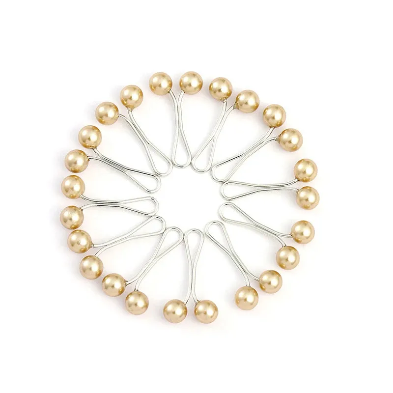 12pcs Lady Muslim Scarf Hijab Clips Pearl Scarf Brooch Pin New Style Simple U-shaped Colorful Pearl Pin Shawl Head Scarf Holder