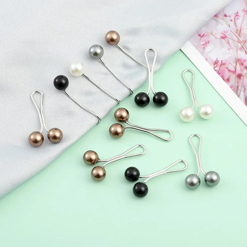 12pcs Lady Muslim Scarf Hijab Clips Pearl Scarf Brooch Pin New Style Simple U-shaped Colorful Pearl Pin Shawl Head Scarf Holder