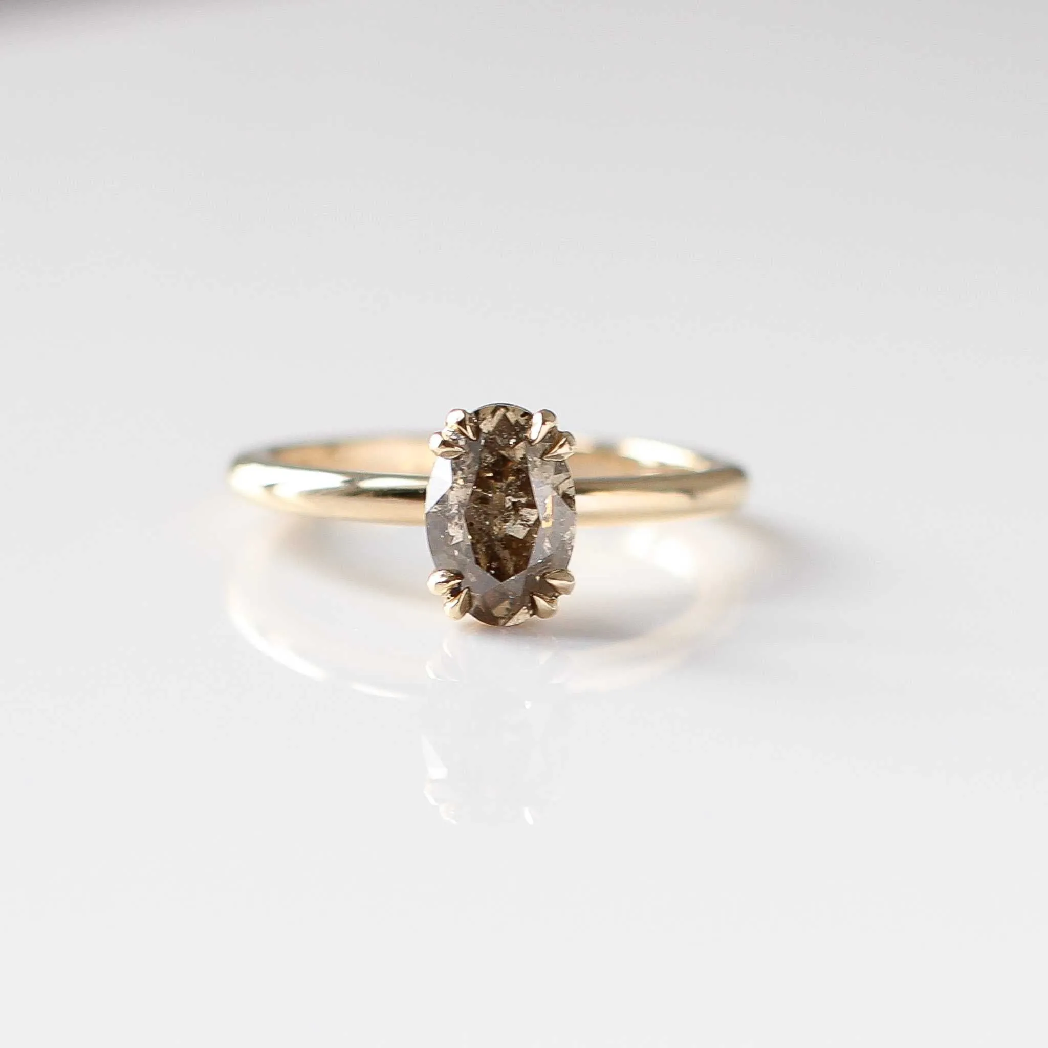 1.37ct Oval Champagne Salt and Pepper Diamond Ring