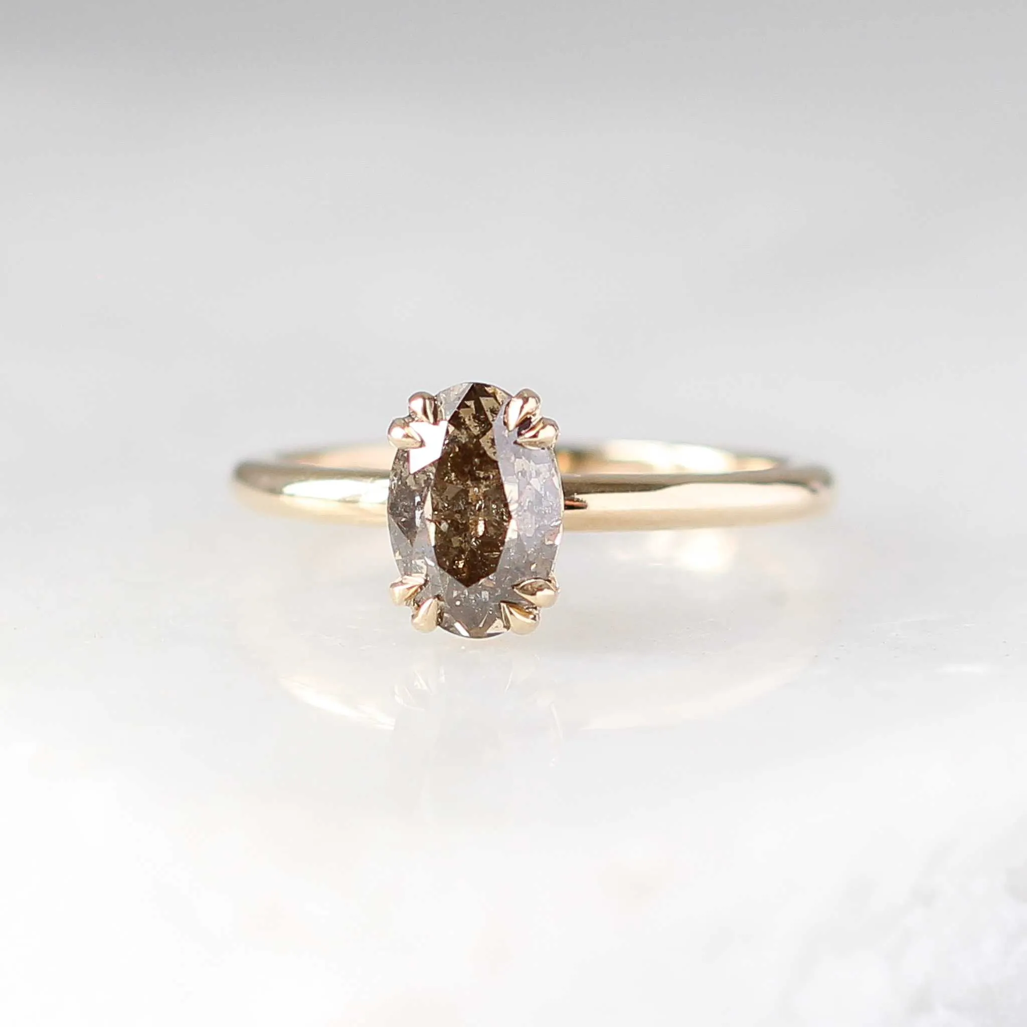 1.37ct Oval Champagne Salt and Pepper Diamond Ring