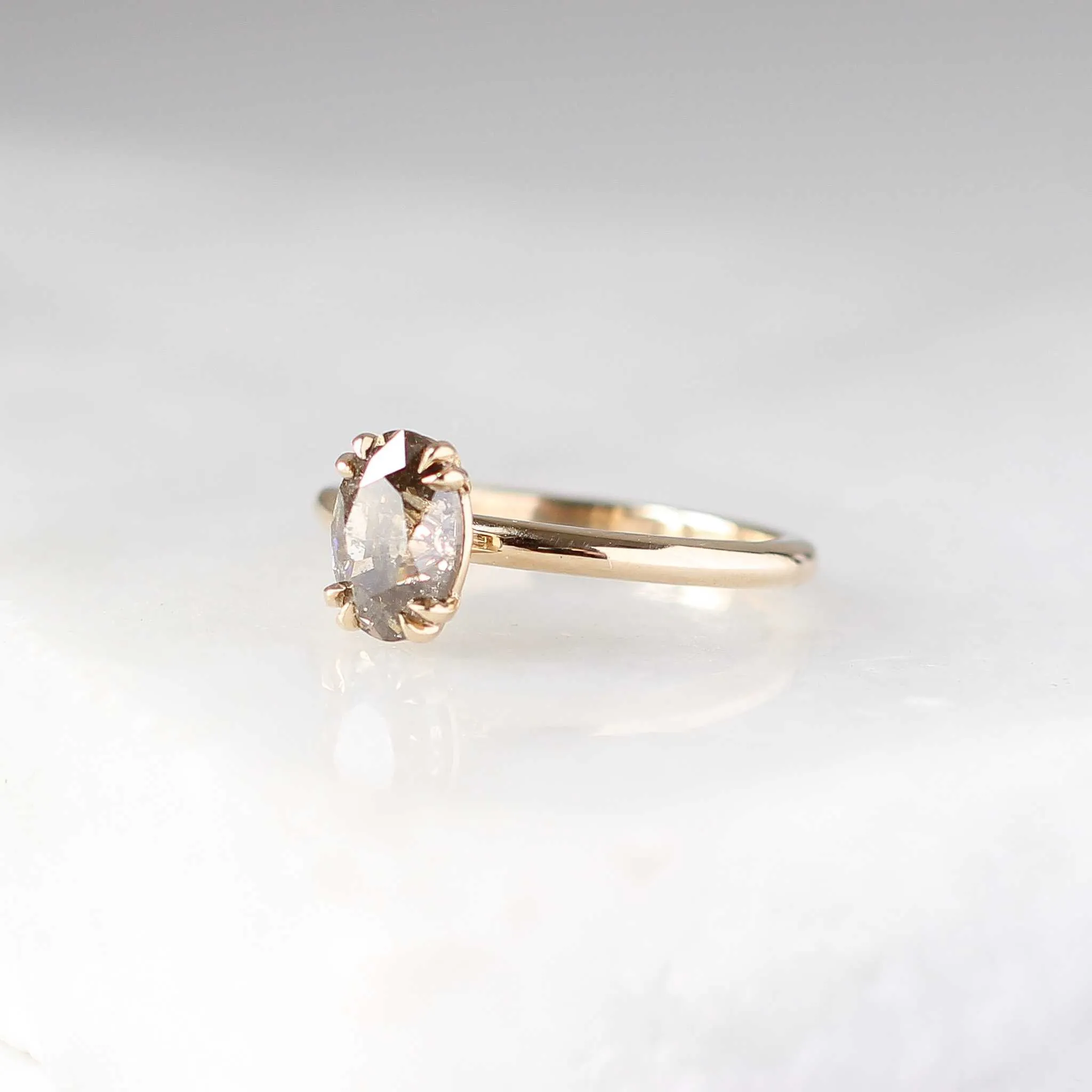 1.37ct Oval Champagne Salt and Pepper Diamond Ring