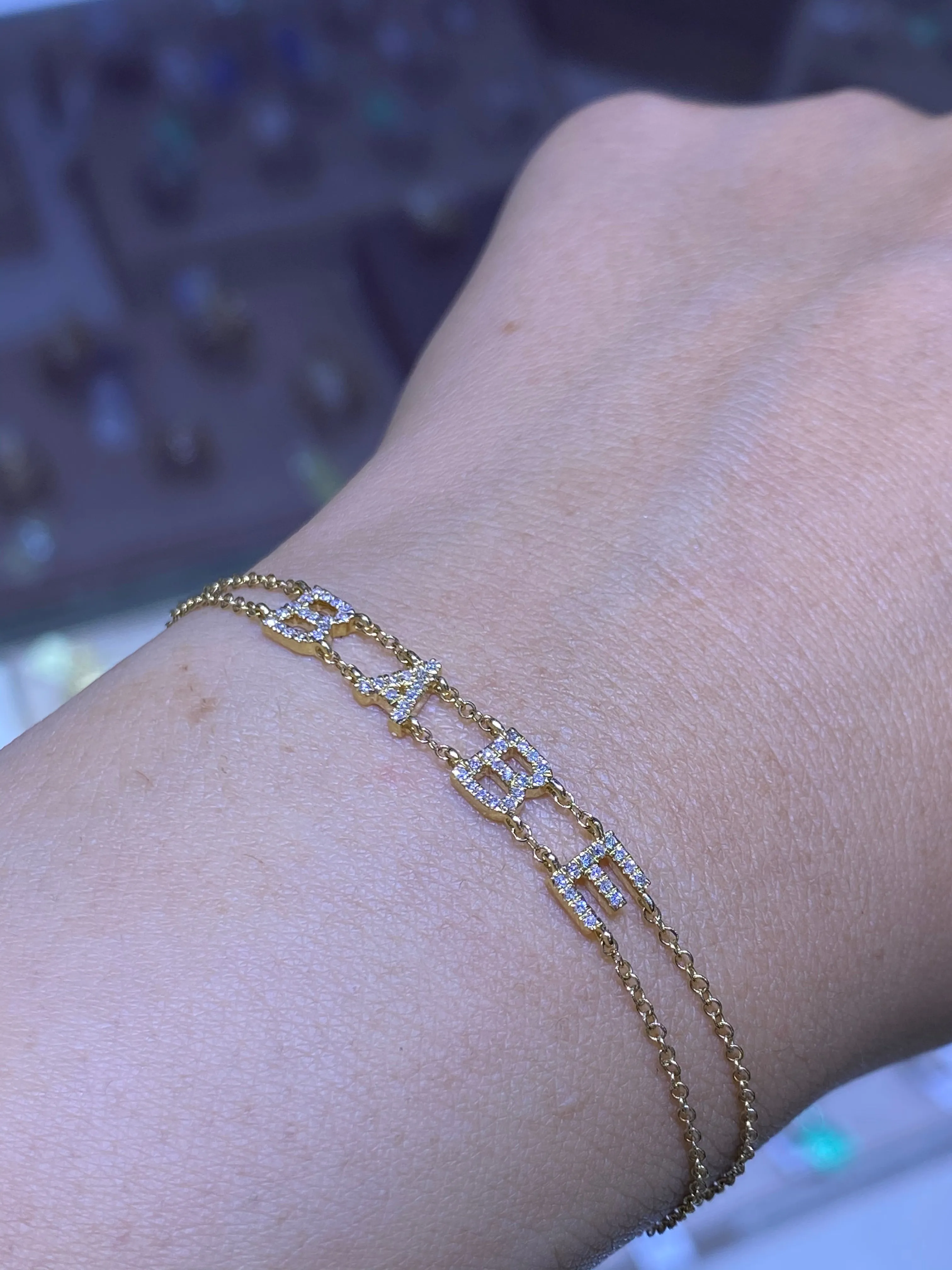 14K Gold 'BABE' Diamond Bracelet