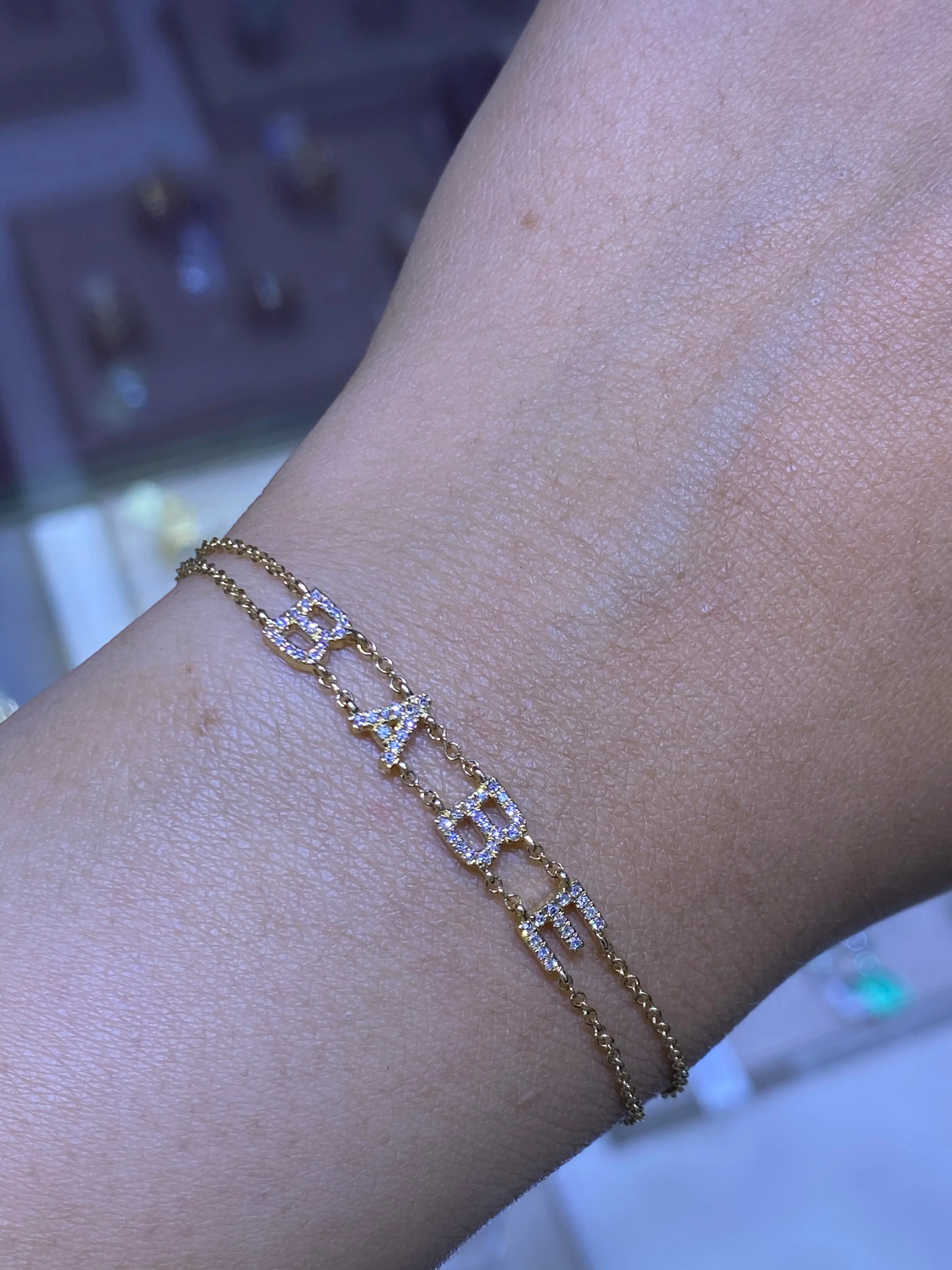 14K Gold 'BABE' Diamond Bracelet