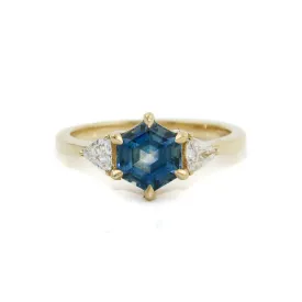 14k Gold  Hexagonal Montana Sapphire Isla Ring