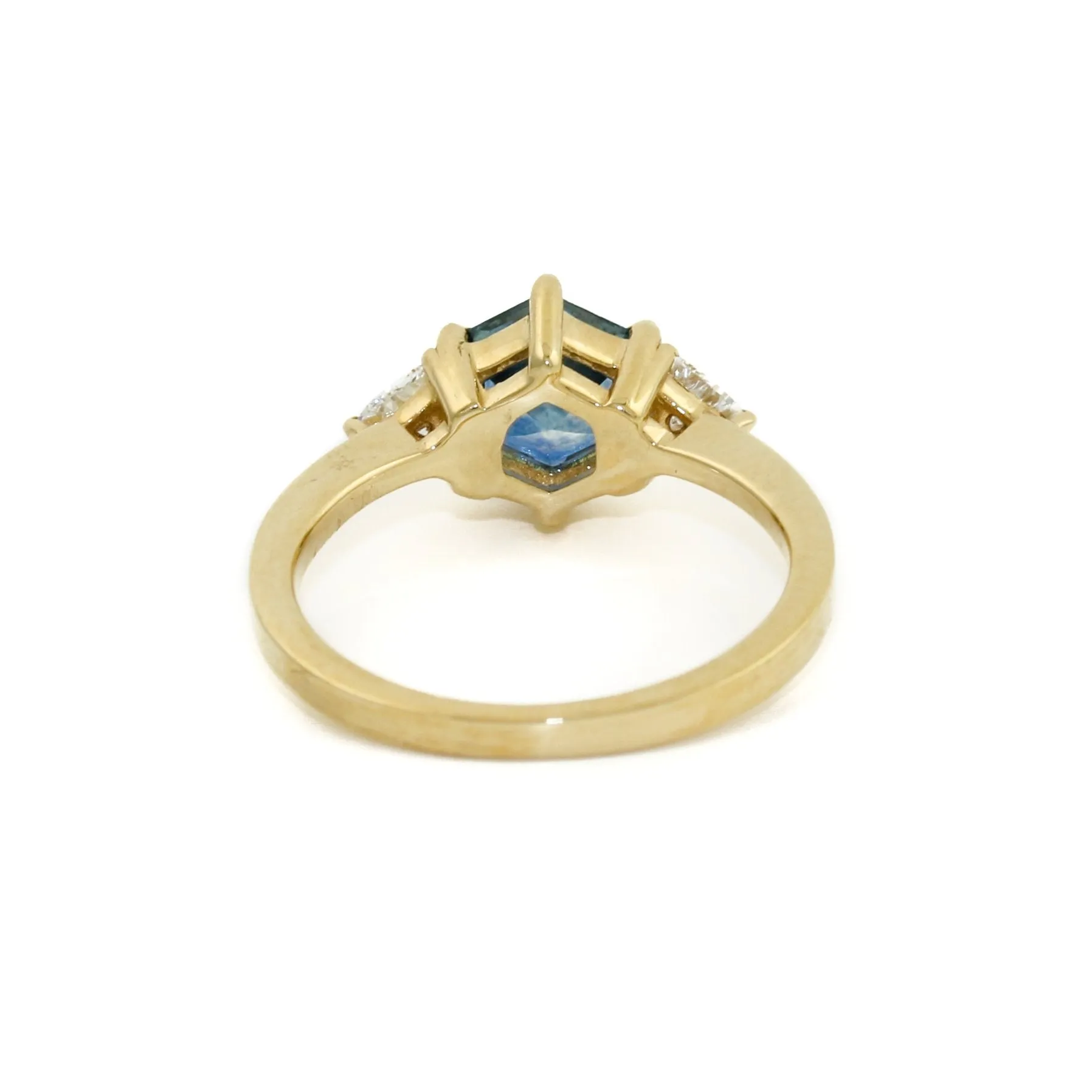 14k Gold  Hexagonal Montana Sapphire Isla Ring