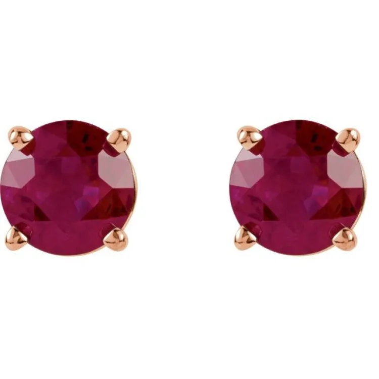 14K Rose 5 mm Natural Ruby Stud Earrings