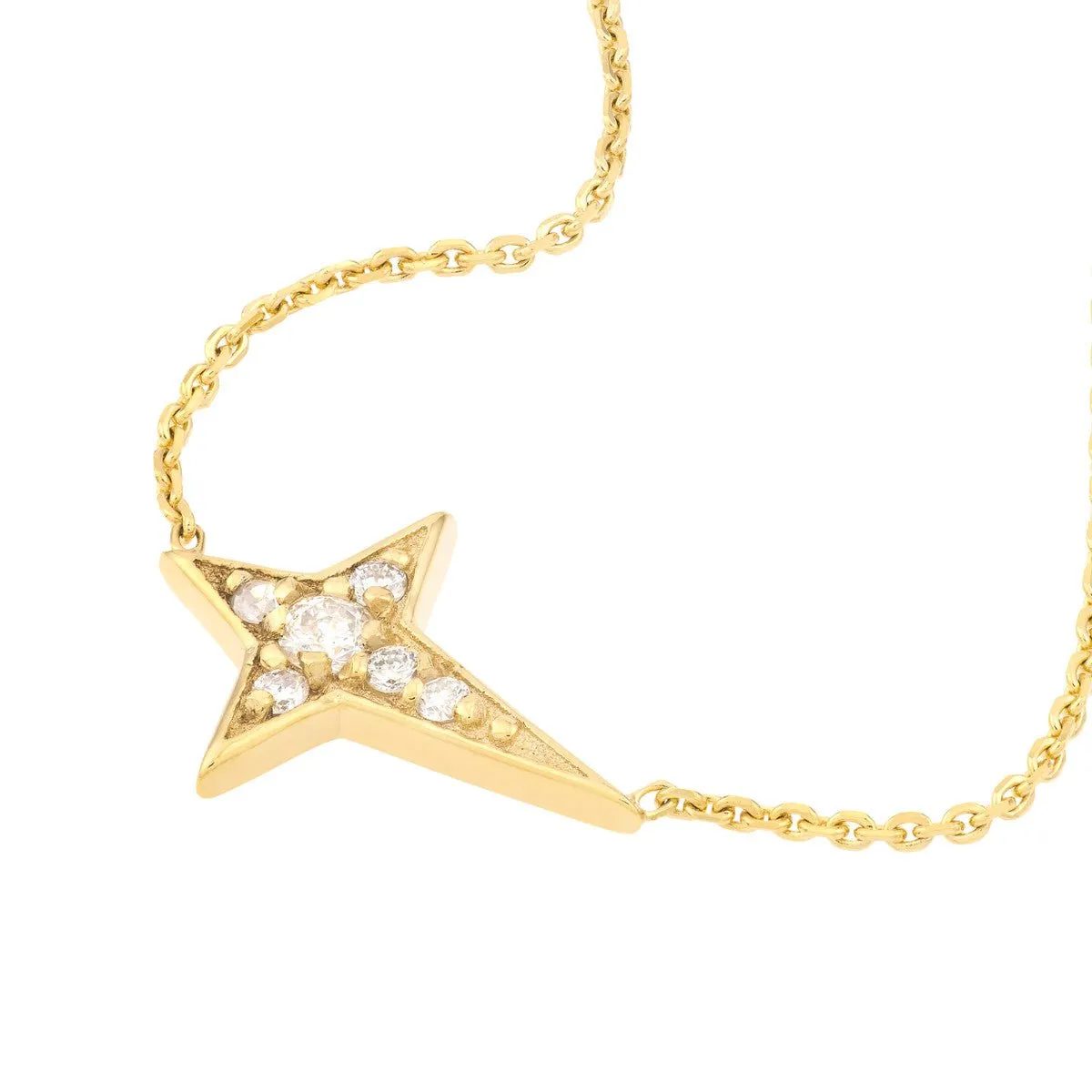 14K Yellow Gold Diamond Tapered Cross Adjustable Necklace