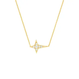 14K Yellow Gold Diamond Tapered Cross Adjustable Necklace