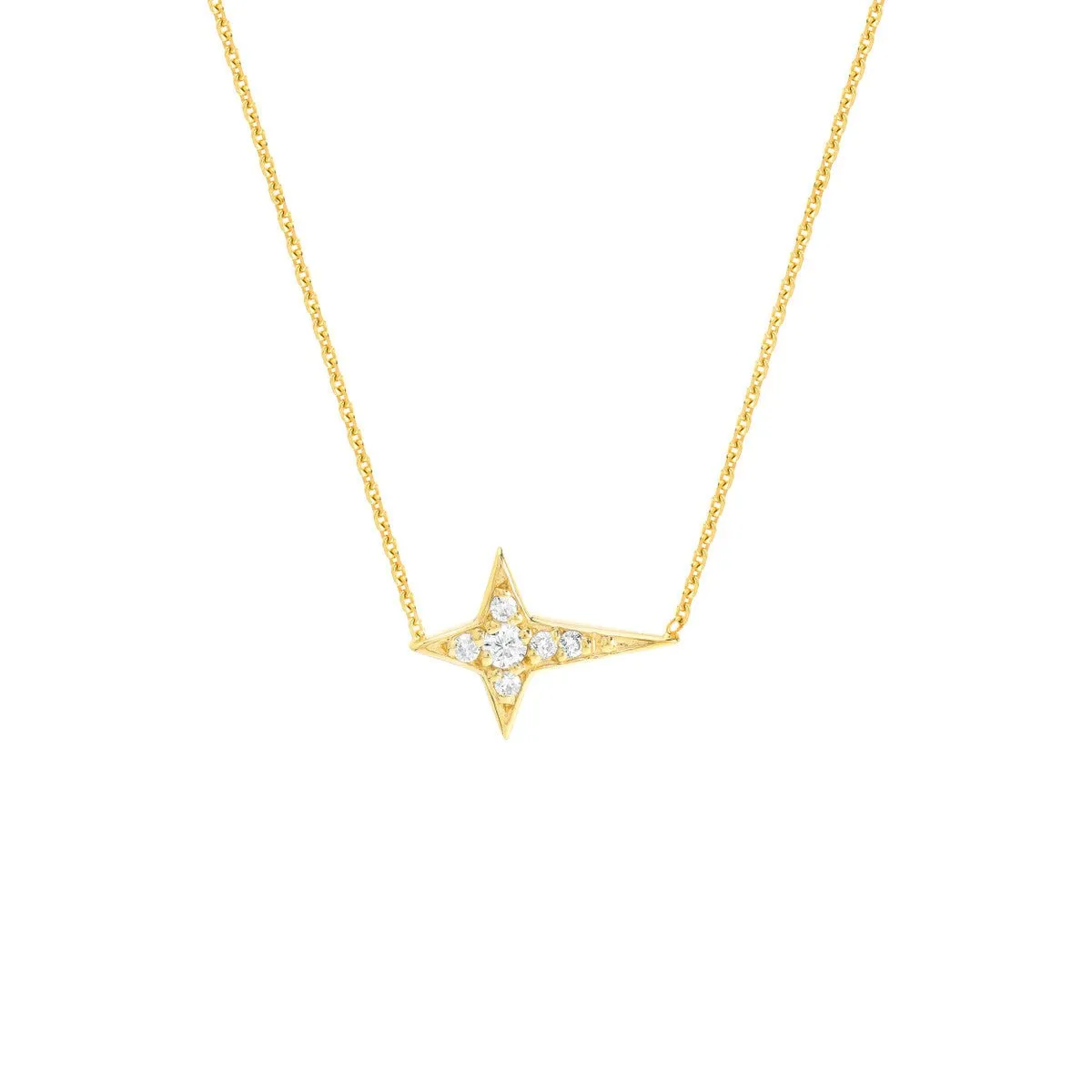 14K Yellow Gold Diamond Tapered Cross Adjustable Necklace