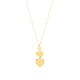 14K Yellow Gold Graduating Triple Heart Adjustable Necklace