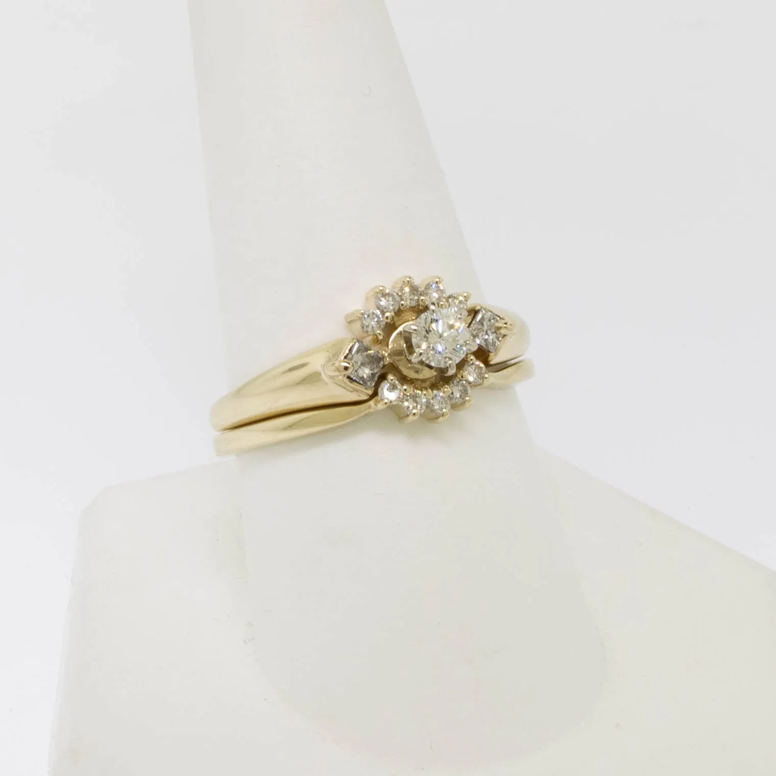 14K Yellow Gold Wedding Set (Engagement and Band) Diamond Size 9-3/8 Preowned