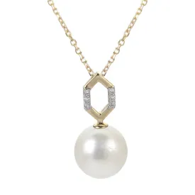 14kt Gold Freshwater Pearl and Diamond Pendant