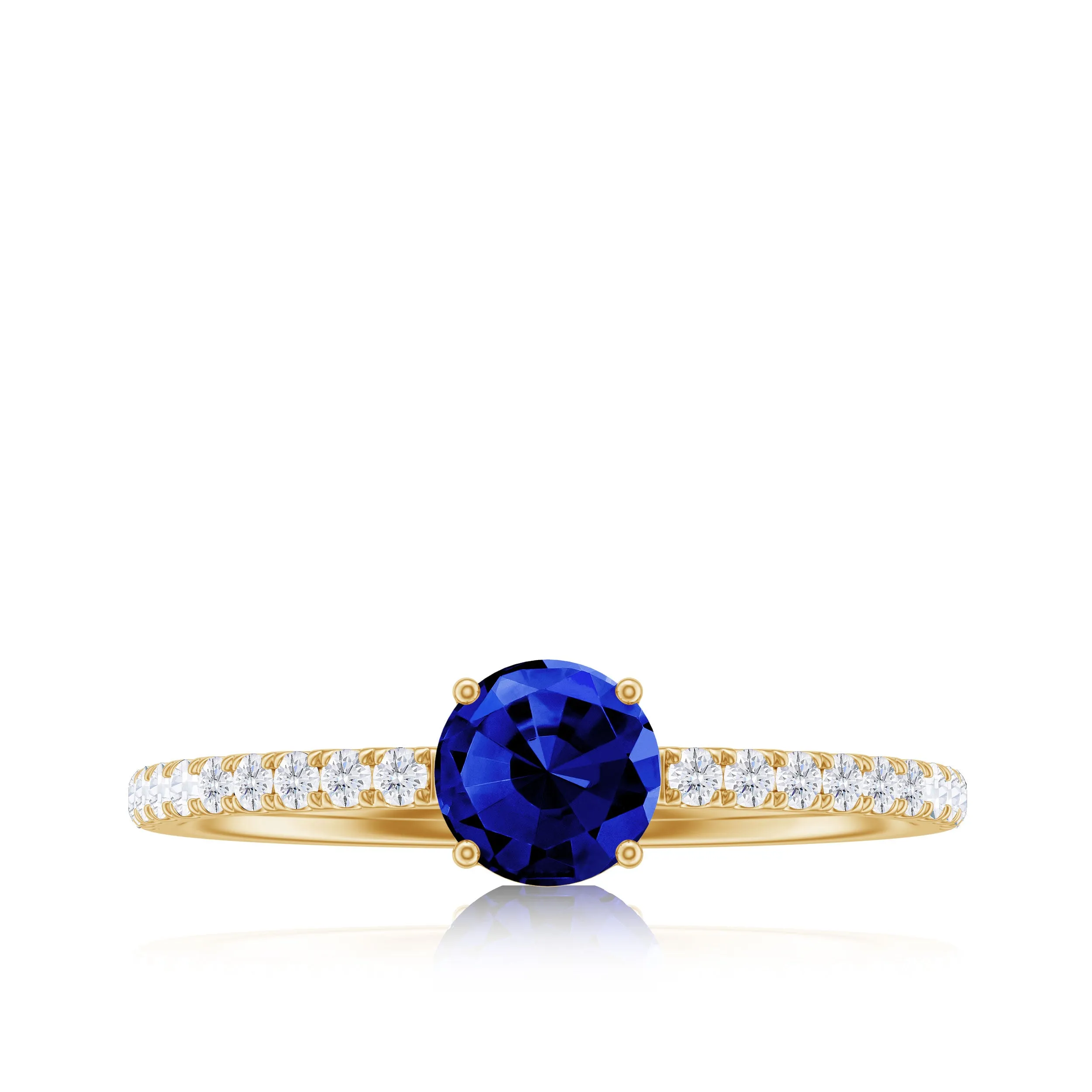 1.75 CT Created Blue Sapphire and Diamond Engagement Ring