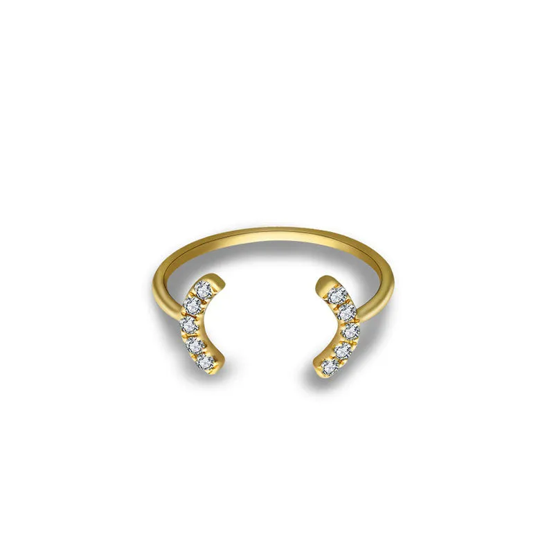 18k Gold Bracket Diamond Midi / Pinky Ring