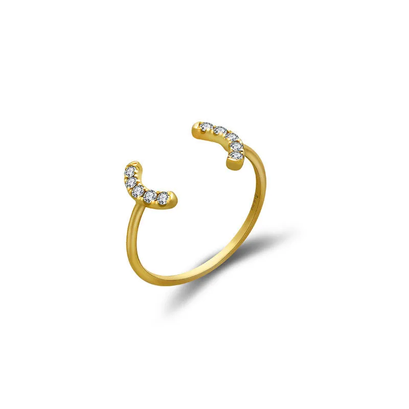 18k Gold Bracket Diamond Midi / Pinky Ring