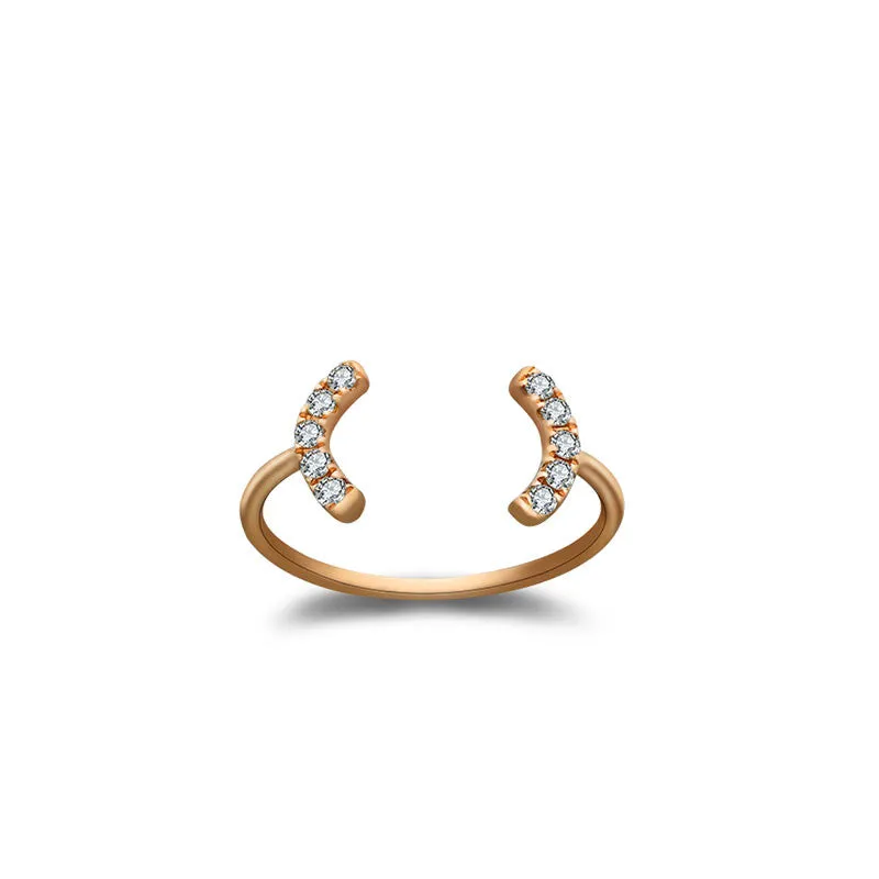 18k Gold Bracket Diamond Midi / Pinky Ring