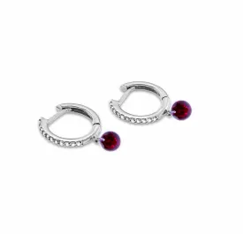 18K Gold Drilled Ruby Huggie Hoops Earrings