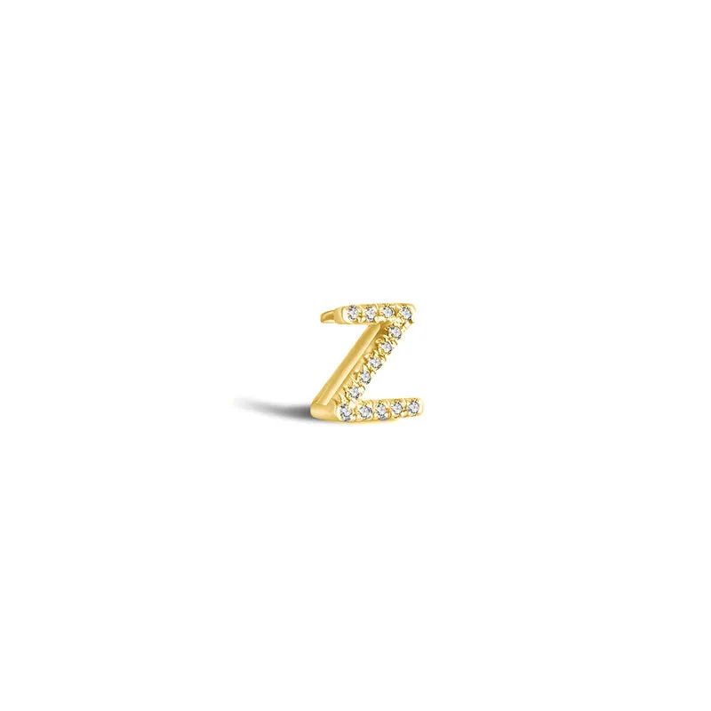 18k Gold Initial Letter "Z" Diamond Pandent   Necklace