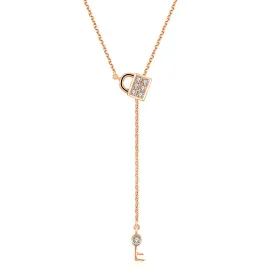 18k Gold Lock And Key Shape Adjustable Diamond Necklace