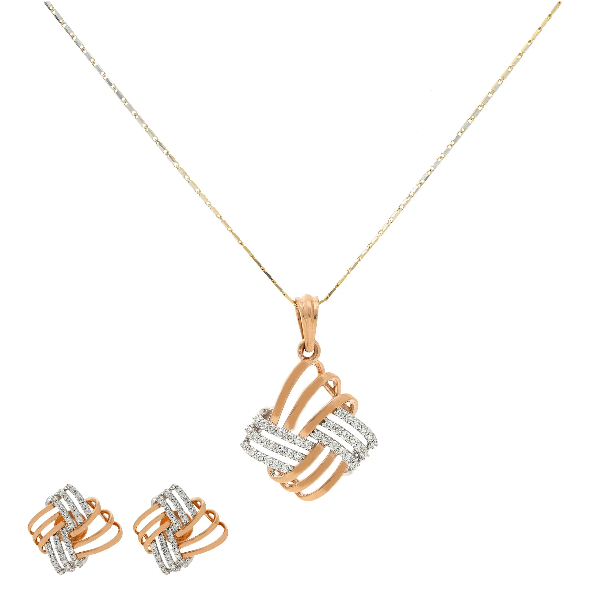 18K Multi-Tone Gold 0.84ct Diamond Pendant Set