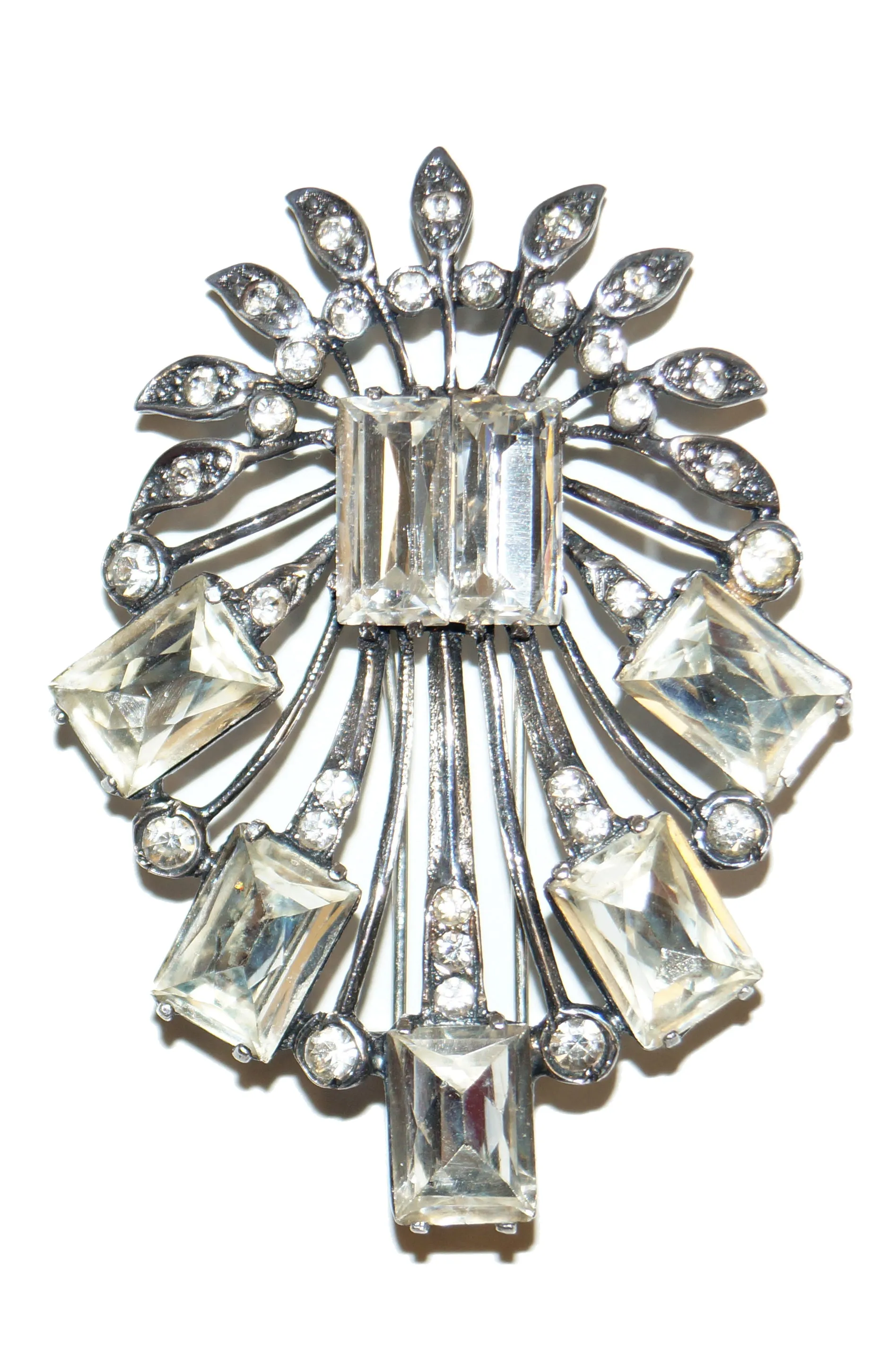 1940s Eisenberg Original Sterling Rhinestone Bouquet Brooch