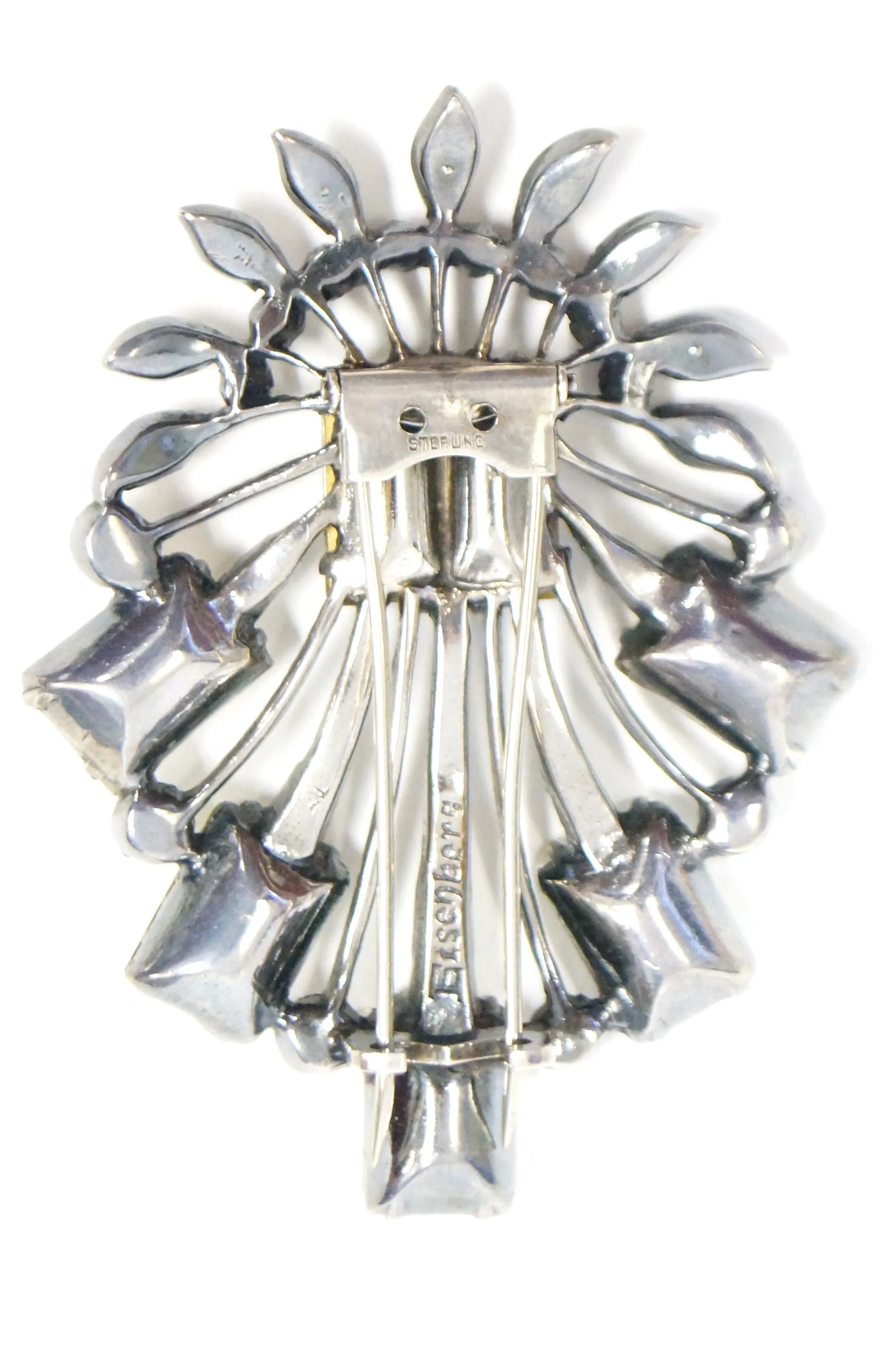 1940s Eisenberg Original Sterling Rhinestone Bouquet Brooch