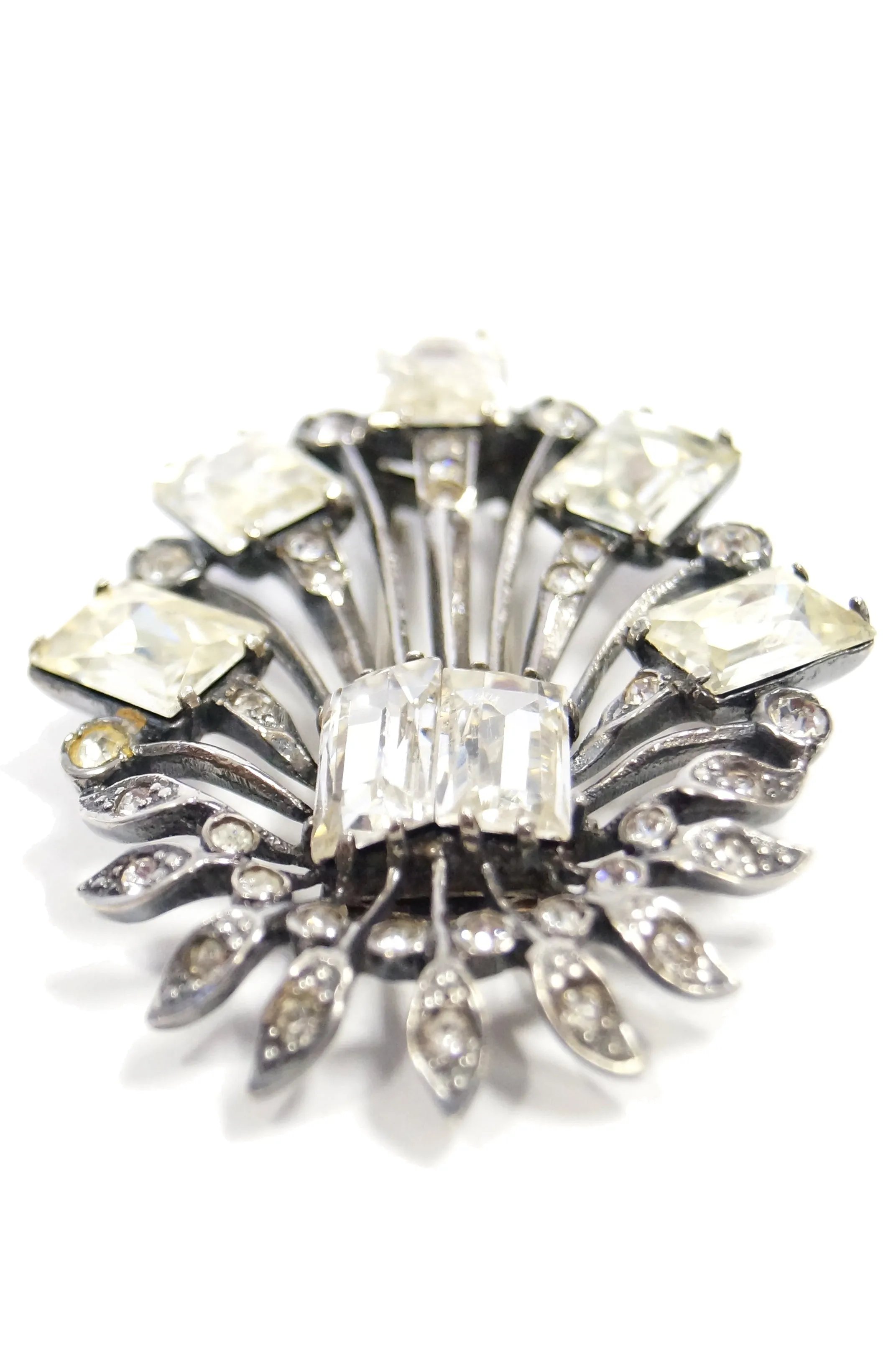 1940s Eisenberg Original Sterling Rhinestone Bouquet Brooch