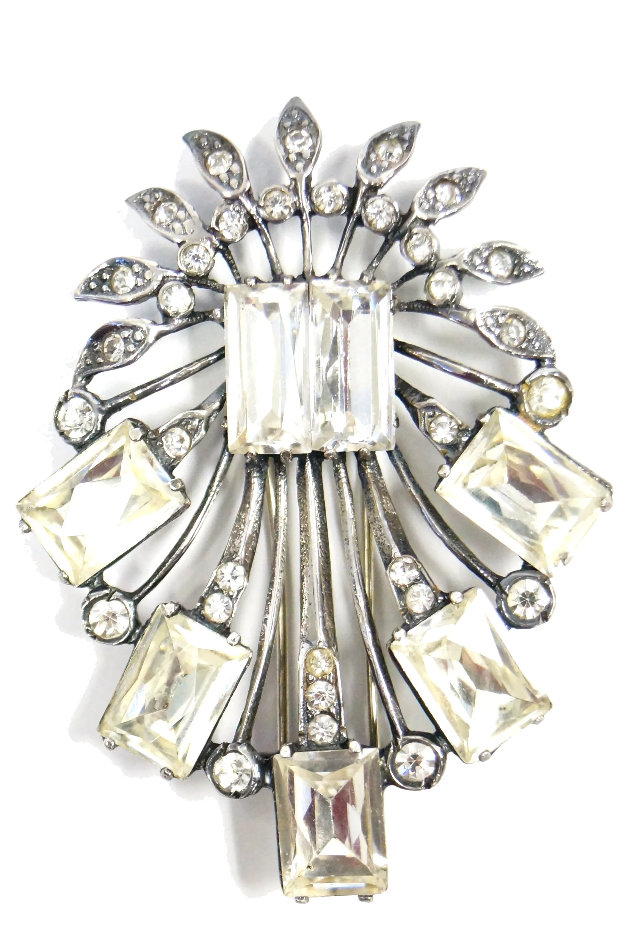 1940s Eisenberg Original Sterling Rhinestone Bouquet Brooch