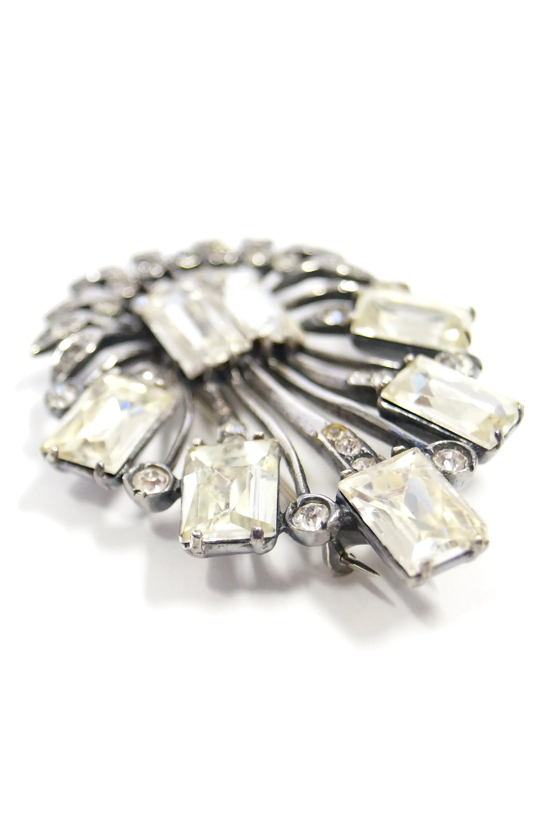 1940s Eisenberg Original Sterling Rhinestone Bouquet Brooch