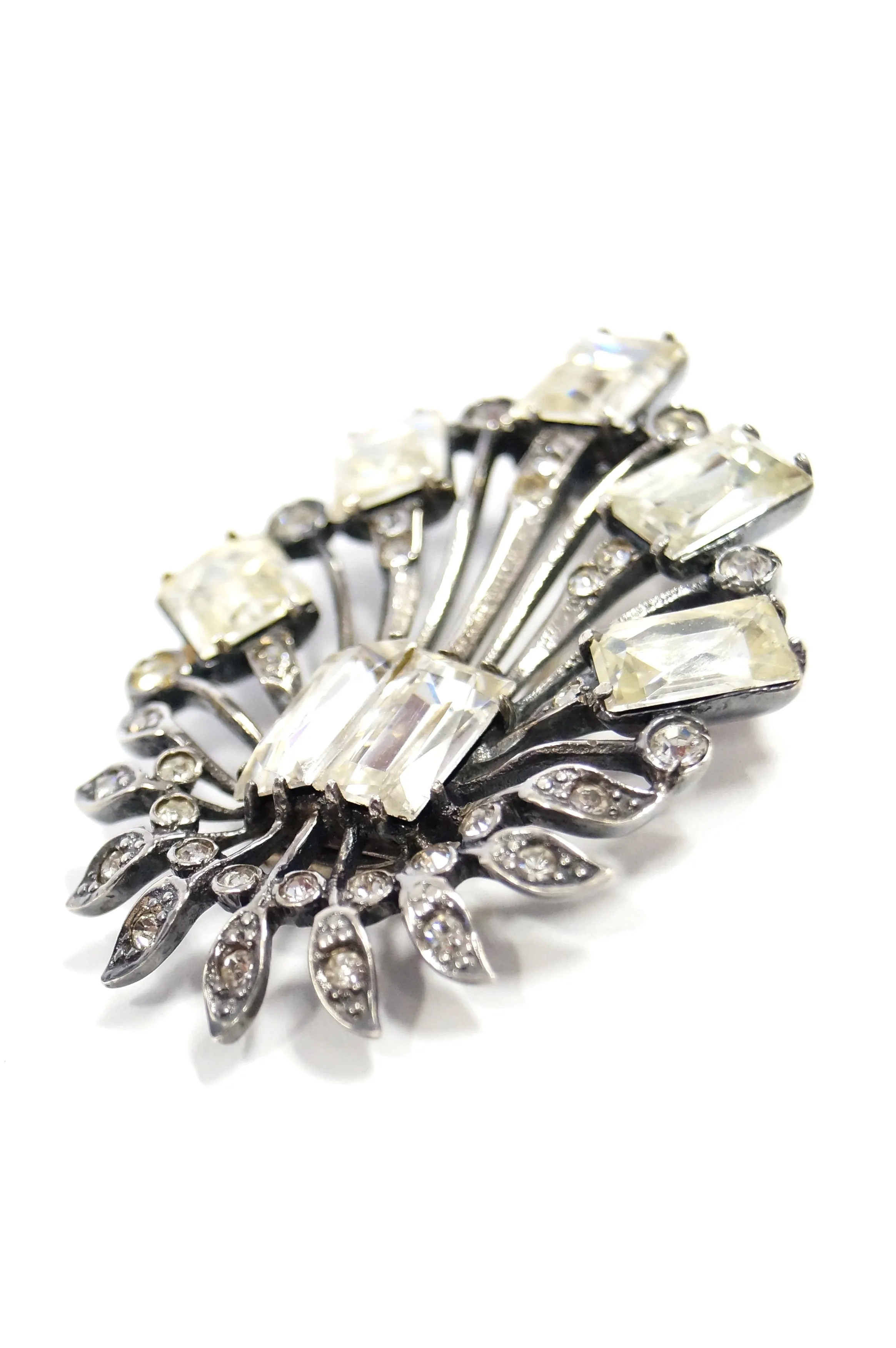 1940s Eisenberg Original Sterling Rhinestone Bouquet Brooch