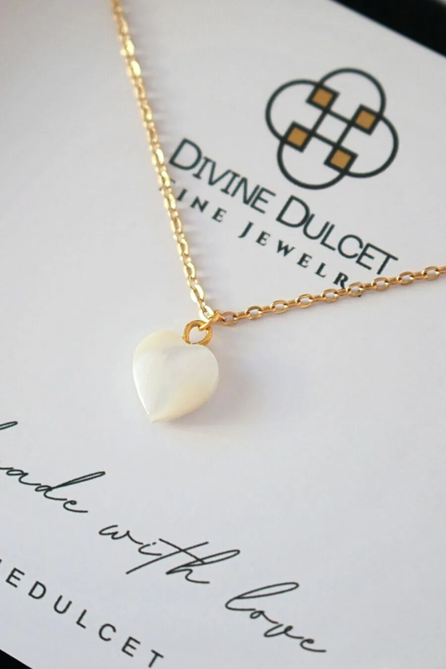 24K Natural Seashell Heart Necklace