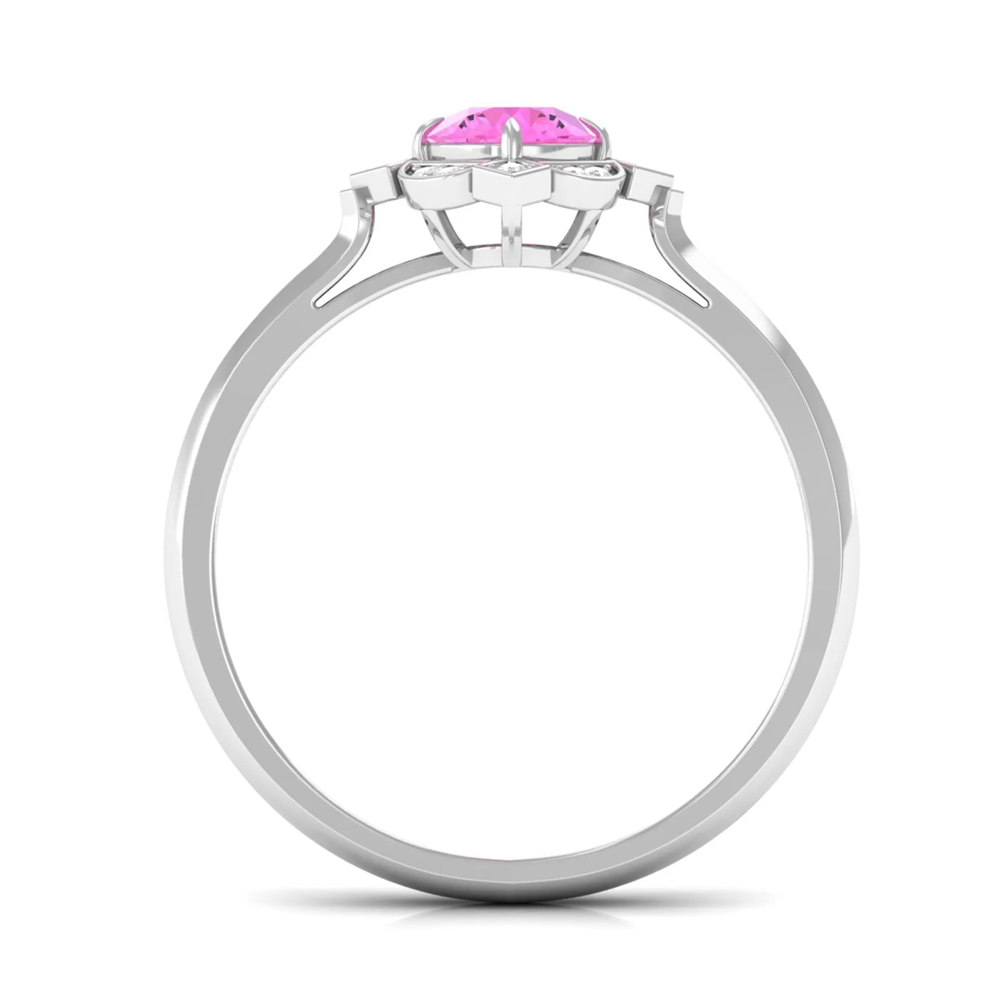 3/4 CT Vintage Style Pink Sapphire and Diamond Engagement Ring