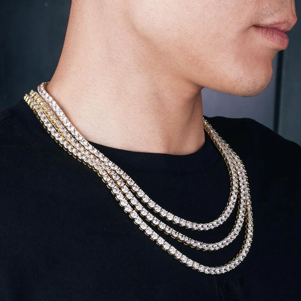 3/4/5mm Tennis Chain 14K Gold Plated