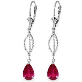 3.5 Carat 14K Solid White Gold Stir Your Tears Ruby Earrings