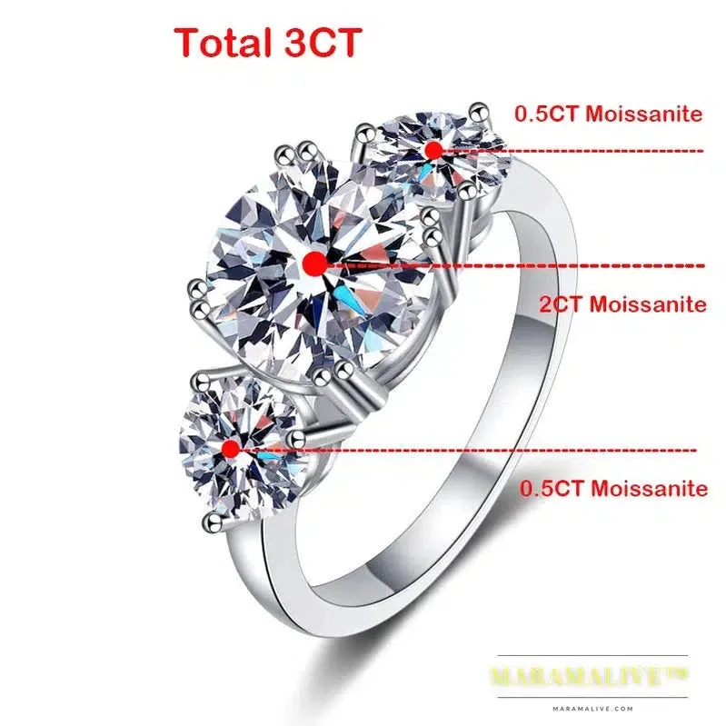 4ct 100% Moissanite Diamond Ring for Women 18K Yellow Gold Wedding Band Bridel Jewelry S925 Sterling Silver GRA