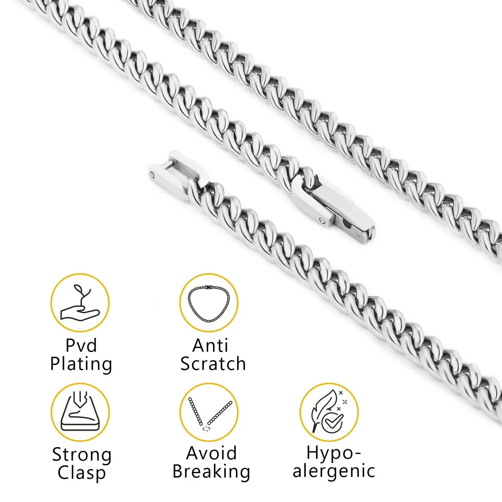 5mm Miami Cuban Link Chain in White Gold