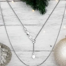 .925 Sterling Silver Adjustable Box Chain, adjustable up to 24 inches