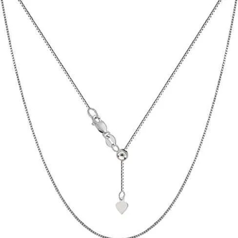 .925 Sterling Silver Adjustable Box Chain, adjustable up to 24 inches