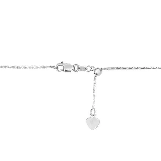 .925 Sterling Silver Adjustable Box Chain, adjustable up to 24 inches